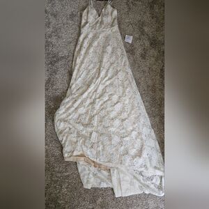 Lulus Elegant Cream Lace Wedding Gown